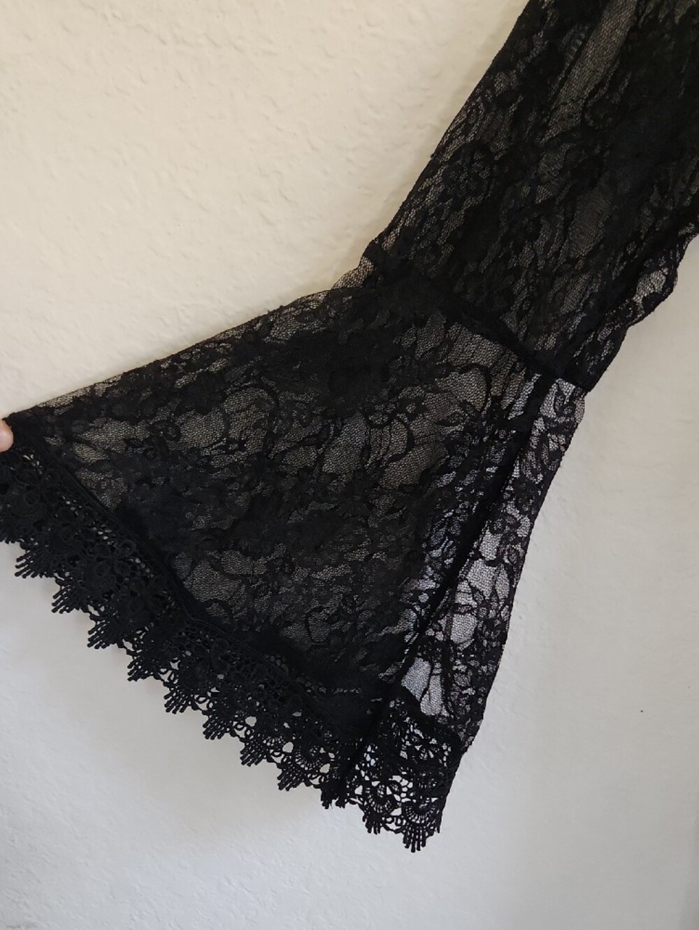 Boho Gothic Black Floral Lace Long Duster Kimono Witchy Vampy Chic XL - Picture 4 of 5